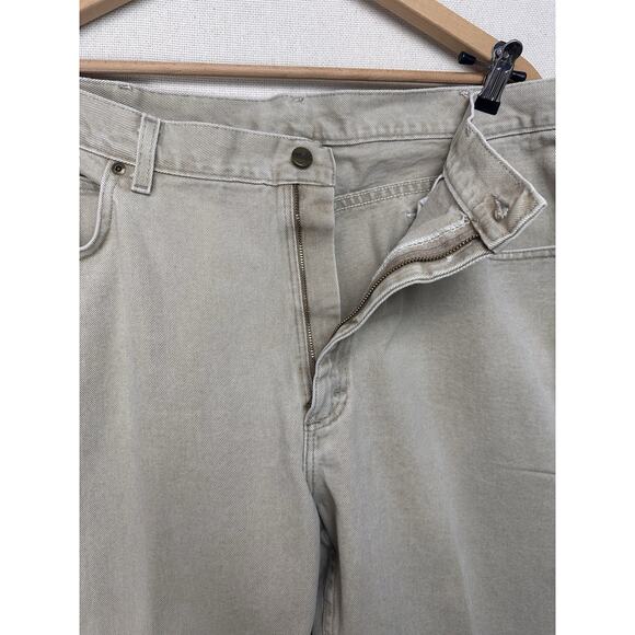 Vtg L.L. Bean Men’s 34x32 Double L Natural Fit Jeans Union Made USA Beige Work - Picture 5 of 13